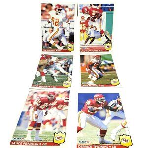 Lot Of 6 Kansas City Chief Fleers 92 Vintage Football Trading Cards Bundle